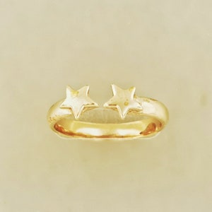 Twin Star Adjustable Ring In Sterling Silver Or Antique Bronze Celestial Ring Two Stars Ring