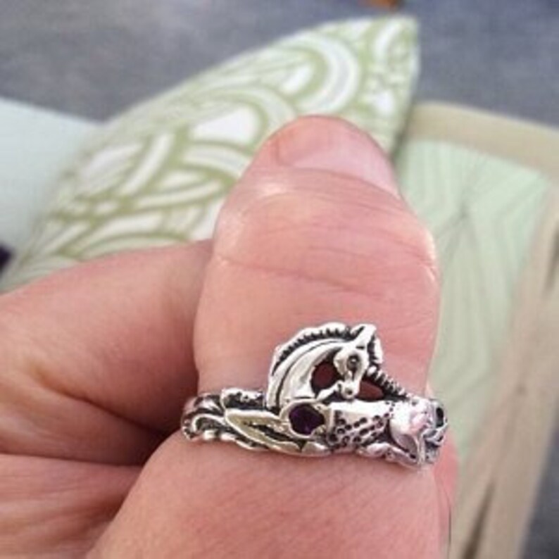 Unicorn Ring in Sterling Silver with Birthstone 