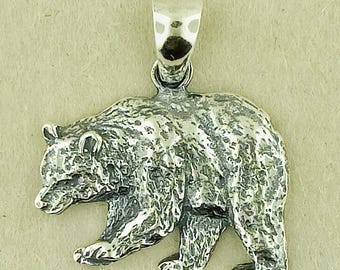 Bear Charm Pendant in 925 Silver or Bronze Grizzly Bear Pendant Bear Totem Pendant Wildlife Jewelry