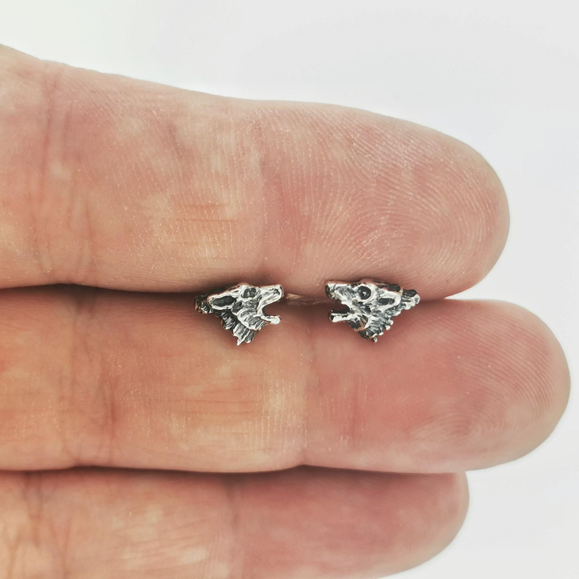 Howling Wolves Sterling Silver Earrings Silver Wolf Earrings