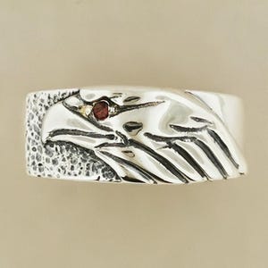 Pierścień z orłem ze srebra próby 925 z kamieniem szlachetnym, męski pierścień z orłem, pierścień z kamieniem szlachetnym, pierścień z orłem w stylu retro, biżuteria z orłem