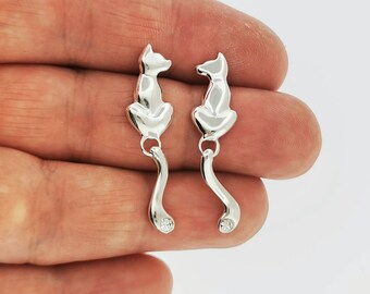 Final Fantasy XIII-2 Serah Cat Earrings in Sterling Silver / Final Fantasy Earrings / FF13-2 Earrings / Cat Earrings / Final Fantasy Jewelry