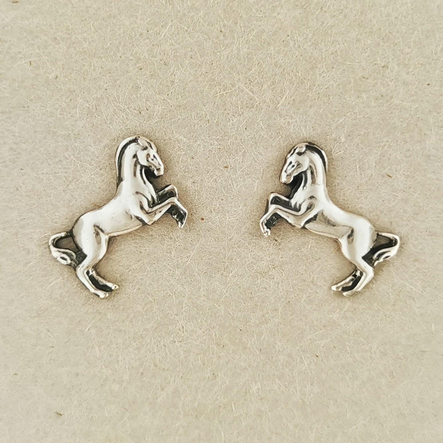 Horse Stud Earrings in Sterling Silver - Etsy
