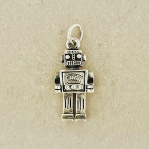 3D Robot Charm Pendant in Sterling Silver or Bronze Sci Fi Robot Necklace Vintage Robot Charm Geek Jewelry Gift for Him or Her Sci Fi Charm