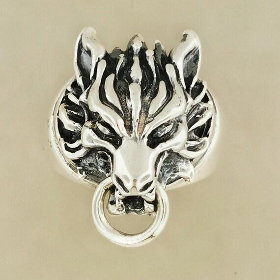 Final Fantasy 7 Fenrir Wolf Ring in Sterling Silver or