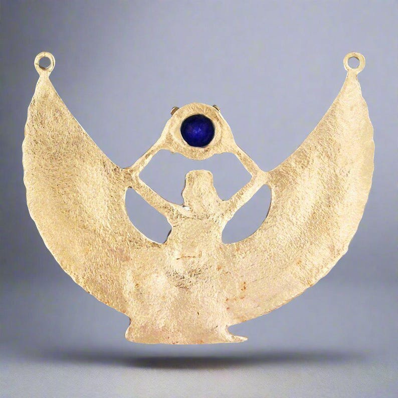 Winged Isis Necklace with Lapis Lazuli in Antique Bronze, Egyptian Goddess Necklace, Classic Isis Necklace , Egyptian Necklace, Ancient Egyptian Necklace, Ancient Egyptian Jewelry, Ancient Egyptian Jewellery, Isis Pendant, Goddess Necklace, Lapis Necklace, Lapis Lazuli Necklace, Talisman Necklace
