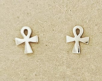Small Ankh Stud Earrings in 925 Sterling Silver Egyptian Symbol Jewelry Ancient Egyptian Stud Earrings Ankh Jewelry Gift for Her Egypt Gift