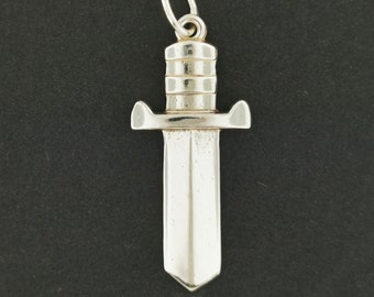 Classic Zelda Sword Pendant in Sterling Silver or Antique Bronze / Link Sword Pendant / Master Sword Pendant / Video Game Pendant