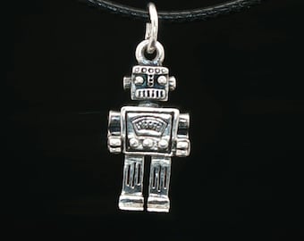 3D Robot Charm Pendant in Sterling Silver or Bronze Sci Fi Robot Necklace Vintage Robot Charm Geek Jewelry Gift for Him or Her Sci Fi Charm