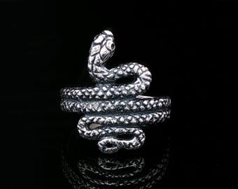 Coiled Snake Ring in 925 Silver or Bronze 3D Snake Ring Jewellery Reptile Rings Delicate Snake Rings Egyptian Snake Ring Jewelry