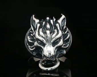 Sterling Silver FF7 Wolf Stud Earrings FFVII Cloud Wolf Earring