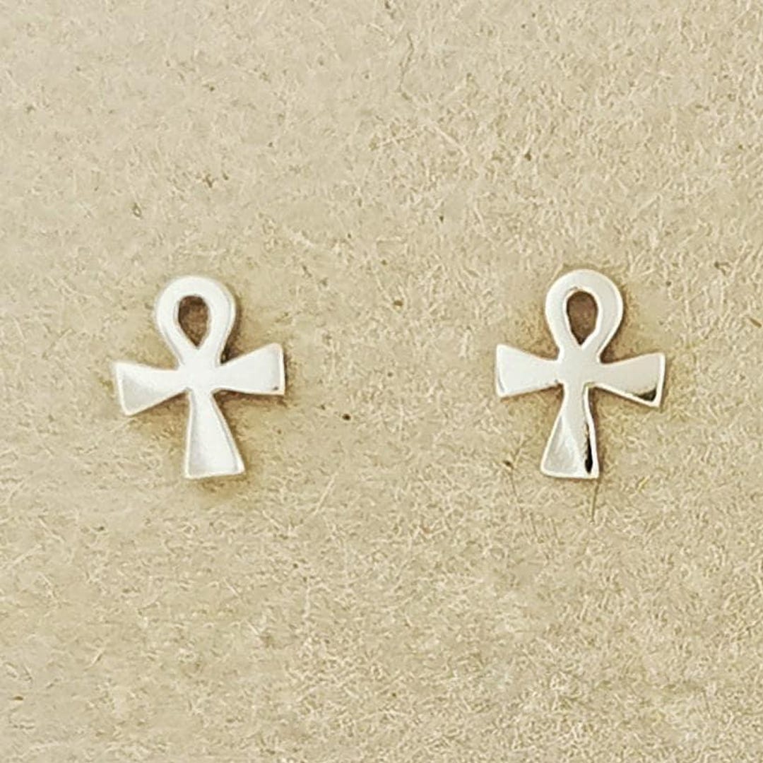 Pendientes Anubis Pendientes De Aro Pequeños Anubis Y Ankh - Plata 925, Estilo Egipcio Unisex Regalo Original Hombre Mujer Egipcio