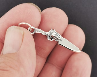 Final Fantasy 8 Gunblade Charm in Sterling Silver or Antique Bronze, FF8 Squall Pendant, Final Fantasy VIII Pendant, Final Fantasy Jewelry