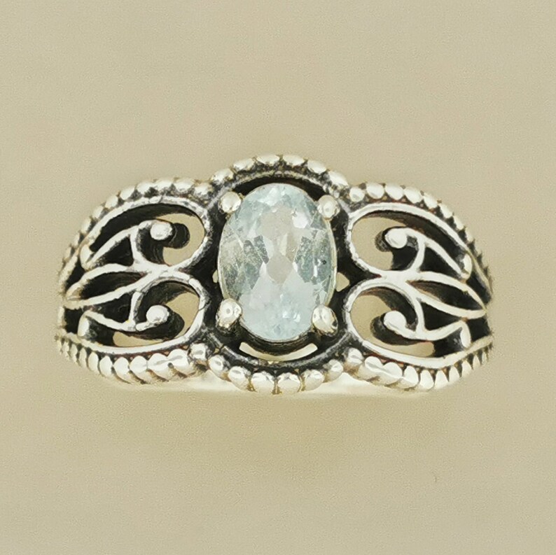 Gothic Style Filigree Ring with Gemstone in Sterling Silver, Gothic Style Ring, Victorian Style Ring, 1950 Vintage Style Ring, Gemstone Ring In Sterling Silver, Silver Gemstone Ring, Filigree Gemstone Ring, Vintage Silver Ring, Gothic Silver Ring, Si