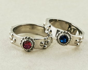 Faceted Howl and Sophie Rings Set in Stainless Steel, Matching Howls Moving Castle Rings, Anime Wedding Rings