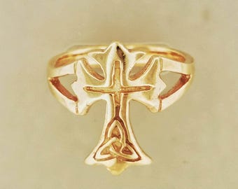 Celtic Cross Ring in 925 Sterling Silver or Antique Bronze Irish Celtic Engagement Ring Irish Celtic Cross Jewelry