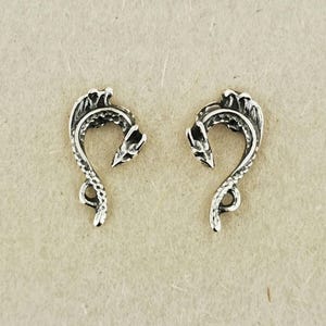 Tiny Dragon Stud Earrings in Sterling Silver Dragon Earrings for Him and Her Dragon Jewellery Dragon Jewelry Dragon Lover Earrings