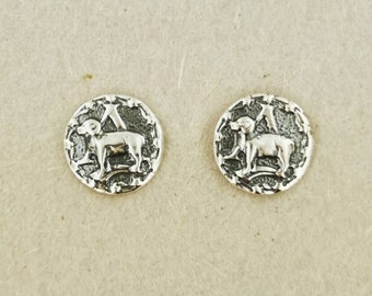 Vintage Style Sterling Silver Zodiac Stud Earrings