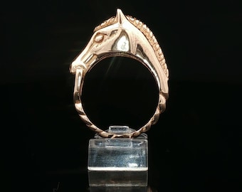 Handgemachte 3D-Pferdekopf-Ring mit Zaumzeug-Pferdeschmuck-Geschenk für Pferdeliebhaber Western Style Statement Ring Geschenk für Pferd Reiter