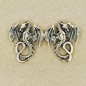 Winged Dragon Stud Earrings in Sterling Silver Dragon Earrings for Him and Her Dragon Jewellery Dragon Jewelry Dragon Lover Earrings