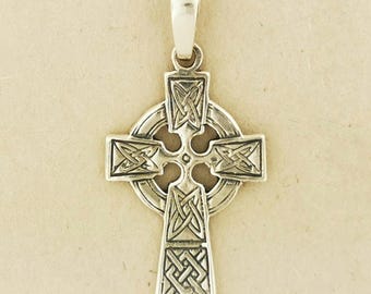 Medium Celtic Cross in Sterling Silver or Antique Bronze Irish Celtic Jewelry Celtic Cross Pendant Irish Cross Jewelry Silver Cross Pendant