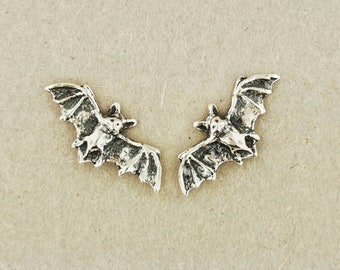 Fledermaus Ohrstecker in Sterling Silber, Silber Fledermaus Ohrringe, Silber Gothic Ohrstecker