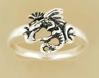 Fairy Dragon Ring in 925 Silver or Antique Bronze Small Dragon Ring Dragon Ring for Her Cute Dragon Ring Gift Fantasy Lover Jewelry Present