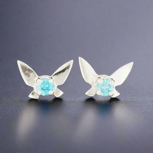 Sterling Silver Legend of Zelda Navi Birthstone Stud Earrings 925 Silver Navi Earrings Zelda Earrings Zelda Jewelry Video Game Earrings