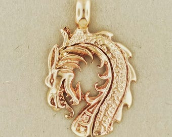 Grande ciondolo a forma di testa di drago in argento o bronzo, gioielli con draghi, regali per amanti dei draghi, gioielli vichinghi con draghi, collana da uomo con drago