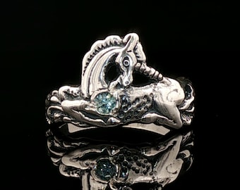 Gemstone Unicorn Ring in Sterling Silver Unicorn Ring Sterling Silver Jewelry with Personalized Gemstone Perfect Gift for Unicorn Lovers