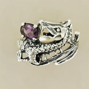 Gemstone Dragon Ring in Sterling Silver Birthstone Dragon Ring Dragon Ring for Him and Her Dragon Jewellery Unisex Dragon Ring