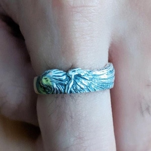 Final Fantasy 8 Squall Griever Ring, FF8 Sleeping Lion Heart Ring, FF88 Griever Ring, Final Fantasy Jewelry, Final Fantasy Ring, Squall lion Ring, Squall Cosplay Ring, Final Fantasy 8 Ring, Silver Griever Ring, Gamer Silver Ring, Silver FF8 Ring