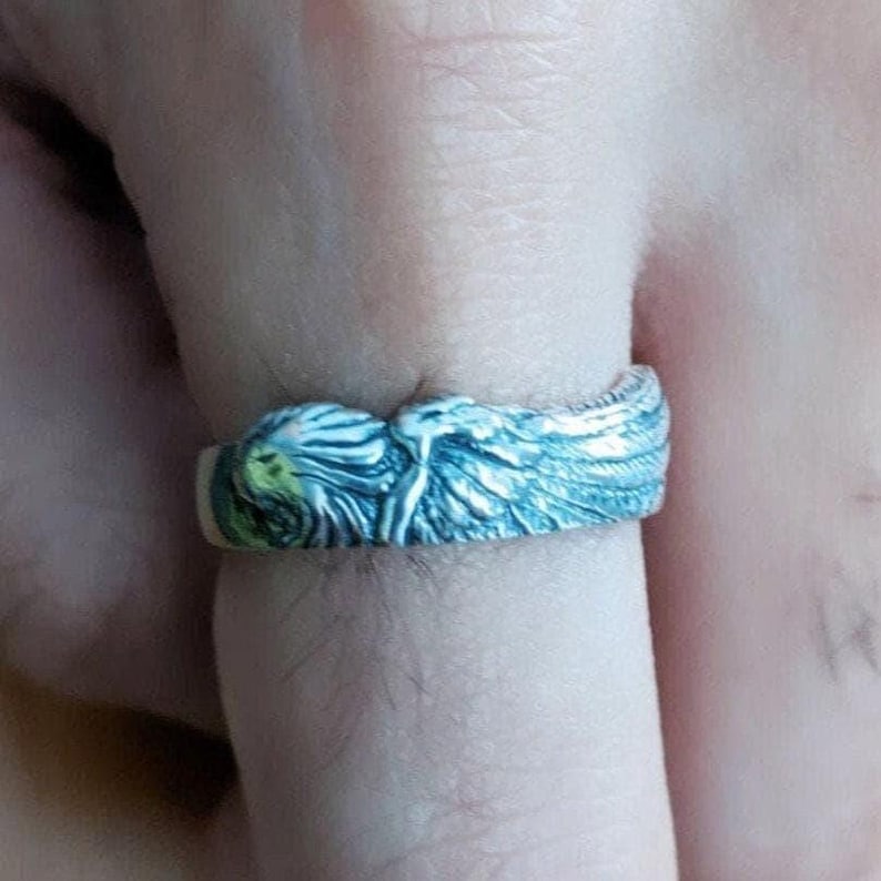 Final Fantasy 8 Squall Griever Ring, FF8 Sleeping Lion Heart Ring, FF88 Griever Ring, Final Fantasy Jewelry, Final Fantasy Ring, Squall lion Ring, Squall Cosplay Ring, Final Fantasy 8 Ring, Silver Griever Ring, Gamer Silver Ring, Silver FF8 Ring