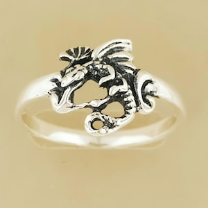 Fairy Dragon Ring in 925 Silver or Bronze Small Dragon Ring Dragon Ring for Her Dragon Jewellery