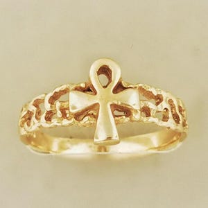 Small Ankh Ring in Sterling Silver or Antique Bronze Egyptian Style Ring Eternal Life Symbol Ring Egyptian Key of Life Jewelry Egypt Gift