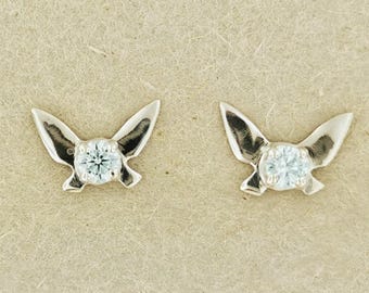 Legend of Zelda Navi Gemstone Earrings in Sterling Silver Navi Earrings Zelda Earrings Zelda Jewelry Video Game Earrings Hey Listen