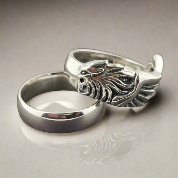 Conjunto de anillos Squall Griever de Final Fantasy 8 en plata de