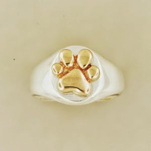 Paw Print Signet Ring in 925 Silver or Bronze Dog Paw Ring Cat Paw Ring Paw Print Jewelry Jewellery Gift For Pet Owner Paw Signet Ring