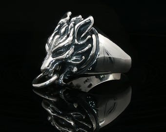 Final 7 Fenrir Wolf Ring in Sterling Silver or Antique Bronze