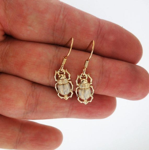 Boucles d'oreilles Oeil De Rê, scarabée cuivré - Haliotis Créations