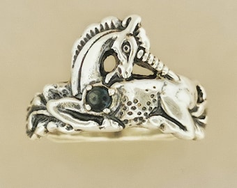 Gemstone Unicorn Ring in Sterling Silver Unicorn Ring Sterling Silver Jewelry with Personalized Gemstone Perfect Gift for Unicorn Lovers