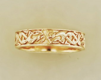 Celtic Hound Band In Sterling Silver or Antique Bronze, Celtic Knotwork Ring, Celtic Jewelry
