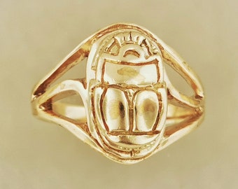 Egyptian Scarab Ring in Sterling Silver or Antique Bronze, Winged Beetle Ring, Scarab Jewelry