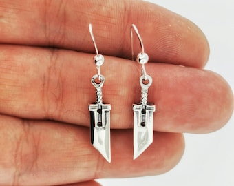 FF7 Small Buster Sword Earrings in Sterling Silver or Antique Bronze FFVII Sword Earrings FF7 Cloud Strife Sword Earrings FFVII Jewellery