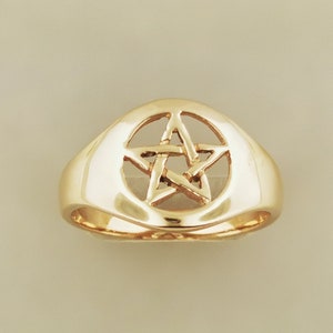 Medium Pentacle Ring in 925 Silver or Bronze, Mens Pentacle Ring Jewelry, Ladies Pentacle Ring Jewelry, Jewellery Gift for Wicca Pagan, Bronze Pagan Ring, Bronze Pentacle Ring, Bronze Wiccan Jewellery, Bronze Pagan Jewelry, Antique Bronze Witch Ring