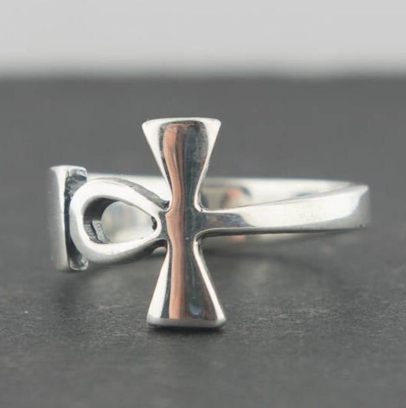 Wrap Around Ankh Ring in Sterling Silver or Antique Bronze, Silver Ankh Ring, Egyptian Style Ring, Eternal Life Ring, Egyptian Key Ring, Silver Egyptian Jewelry, Silver Egyptian Jewellery, Silver Egyptian Ring, Ankh Ring In Sterling Silver