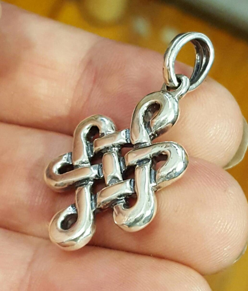 Large Endless Knot Pendant in Sterling Silver or Antique Etsy