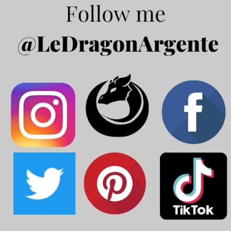 Don’t forget to Favourite This Item, Share on Social Media, Contact For Questions, Save this Shop @LeDragonArgente, Le Dragon Argente, www.ledragonargente.com