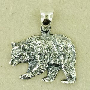 Bear Charm Pendant in 925 Silver or Bronze Grizzly Bear Pendant Bear Totem Pendant Wildlife Jewelry