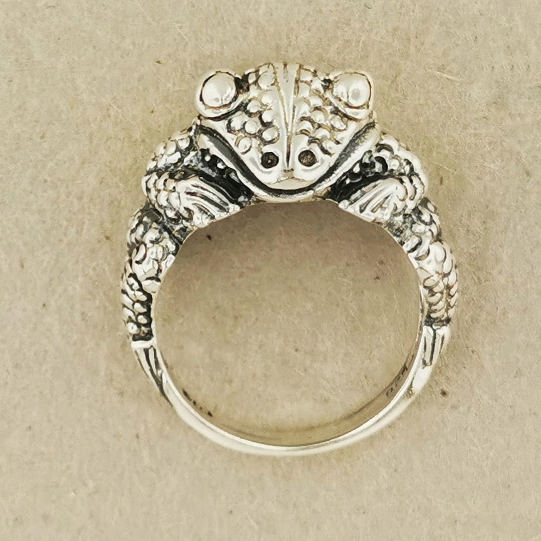 Frog Ring in 925 Silver or Bronze Frog Lover Jewelry Gift Retro